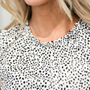  Leopard Sleeveless Ruffle Pleated Top