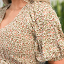  Floral Puff Sleeve Smocked Top