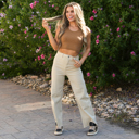  Lia High Rise Wide Leg Cropped Denim Jeans