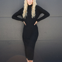 Small Black Amelia Ribbed Mock Neck Dress