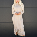  Amelia Ribbed Mock Neck Dress