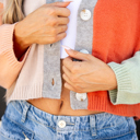  Demi Crop Color Block Cardigan