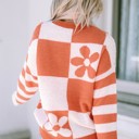 XL Orange Kya Checkered Floral Sweater