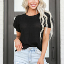 Small Waffle Puff Sleeve Top