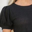 Large Waffle Puff Sleeve Top