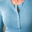 XL Dusty Teal Whitley Waffle Henley