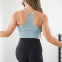 L-XL Blue Seamless Ribbed Cami