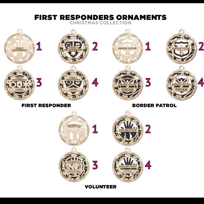 First Responder Personalized Christmas Ornaments – Handcrafted Birch or Maple