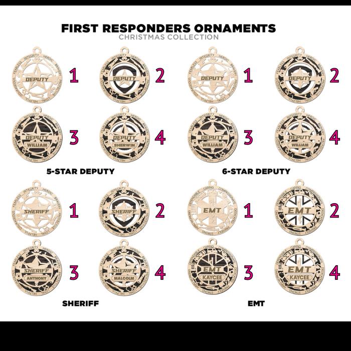 First Responder Personalized Christmas Ornaments – Handcrafted Birch or Maple
