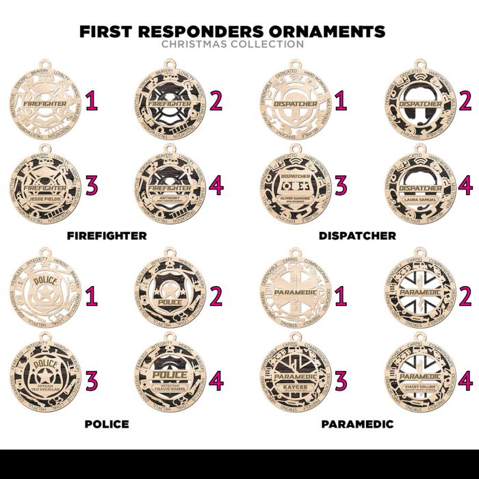 First Responder Personalized Christmas Ornaments – Handcrafted Birch or Maple