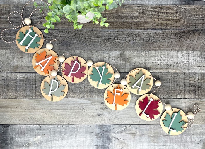 Happy Fall Wooden Banner with Beads