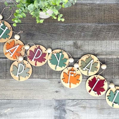 Happy Fall Wooden Banner with Beads