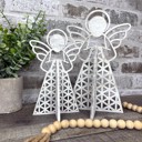  Angel Shelf Sitter Pair | Baltic Birch Christmas Angel Décor | Handcrafted Modern Wood Holiday Decoration | OBX Made