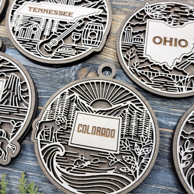 Handmade Wooden State Ornaments – 52 State & Territory Designs | Personalized Hometown Pride Gifts
