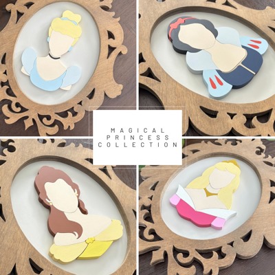 Magical Princess Wood Sign Collection – Hand-Painted Layered Birch Wall Art – OBX Handmade – 17 Princess Designs Available