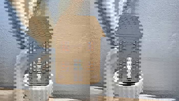 Custom Holiday House Stands | Baltic Birch Tea Light or Napkin Holder | OBX Made Personalized Christmas Village Décor