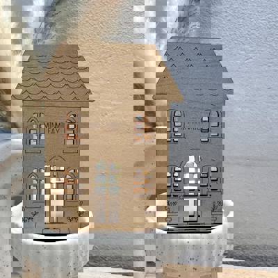 Custom Holiday House Stands | Baltic Birch Tea Light or Napkin Holder | OBX Made Personalized Christmas Village Décor