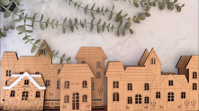 Custom Holiday House Stands | Baltic Birch Tea Light or Napkin Holder | OBX Made Personalized Christmas Village Décor