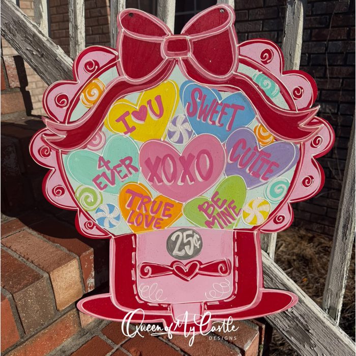 Valentine Candy Machine Sign | Hand Painted Wood Decor | Sweetheart Candy Valentine | OBX Handmade