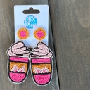  Easter Bunny Latte Pink Spring Seed Beaded Earrings OBX Prep