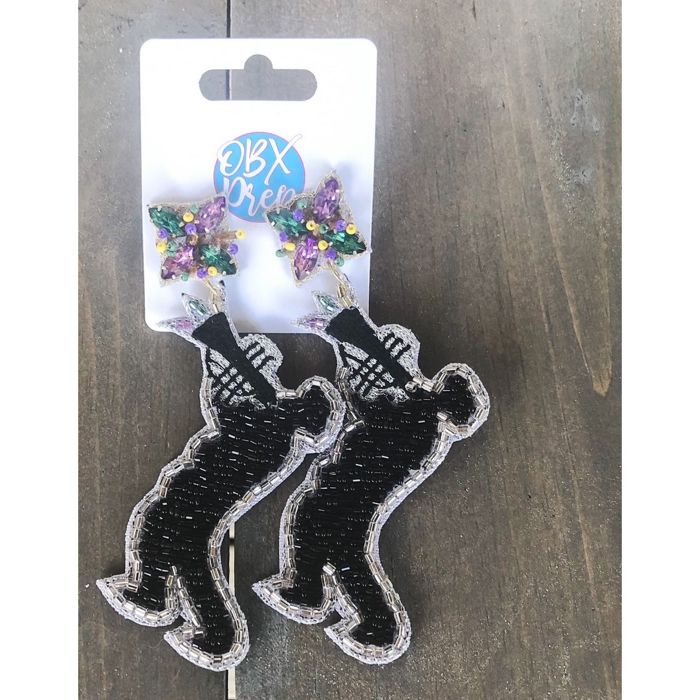 Mardi Gras Jazz Musician Seed Bead Dangle Earrings