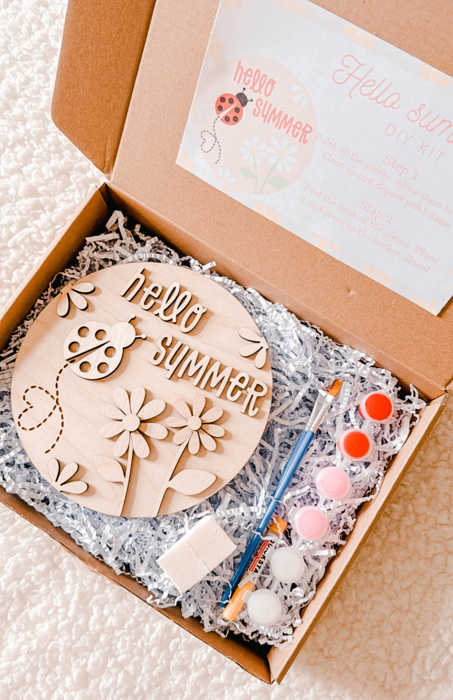 DIY “Hello Summer” Ladybug Wood Sign Kit – Fun Kids Craft for Summer Days