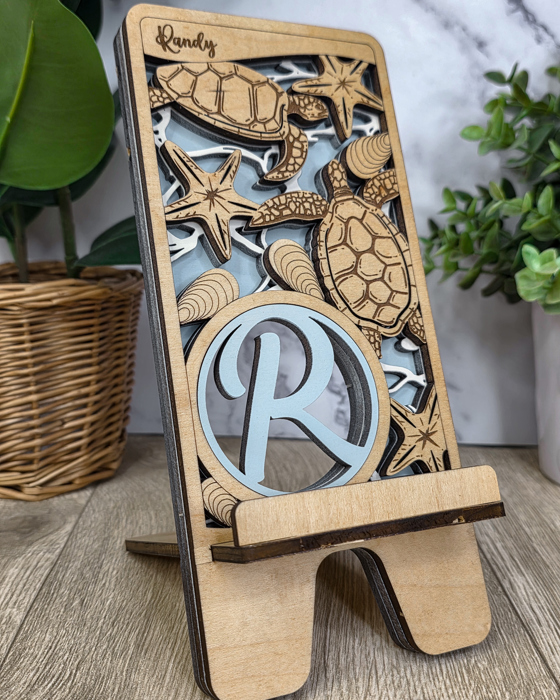 Personalized Monogram Phone Stand- Choice of Layered Backgrounds 