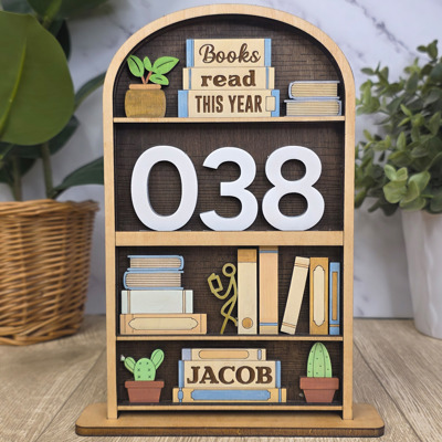 Books Read This Year Counter | Book Nook Shelf Tracker | Handmade Reader Gift | OBX Made
