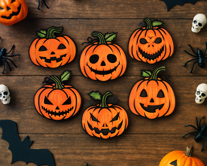 Hand-Painted Spooky Pumpkin Signs | Halloween Door Décor | Two-Layer Baltic Birch | 6 Designs