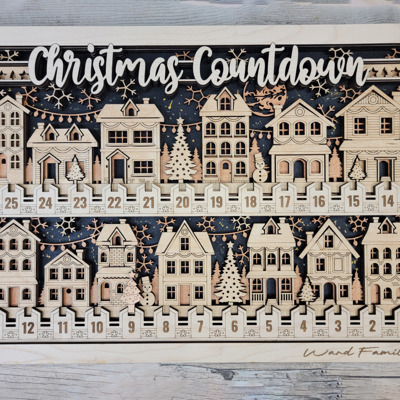 Handcrafted Baltic Birch Christmas Countdown | OBX Made Christmas Village Train | Vertical & Horizontal Advent Display