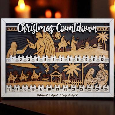 Wooden Christmas Countdown – Christian Nativity Scene | Handmade in OBX