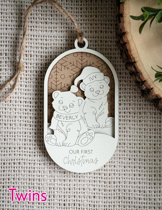 Personalized Polar Bear Family Ornaments