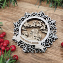 Santa over roof - Des 3 Handcrafted Winter Wonderland Ornaments | Layered Baltic Birch & Pattern Ply Snowflakes | Christmas Tree Décor with Santa, Snowman, Nativity & More