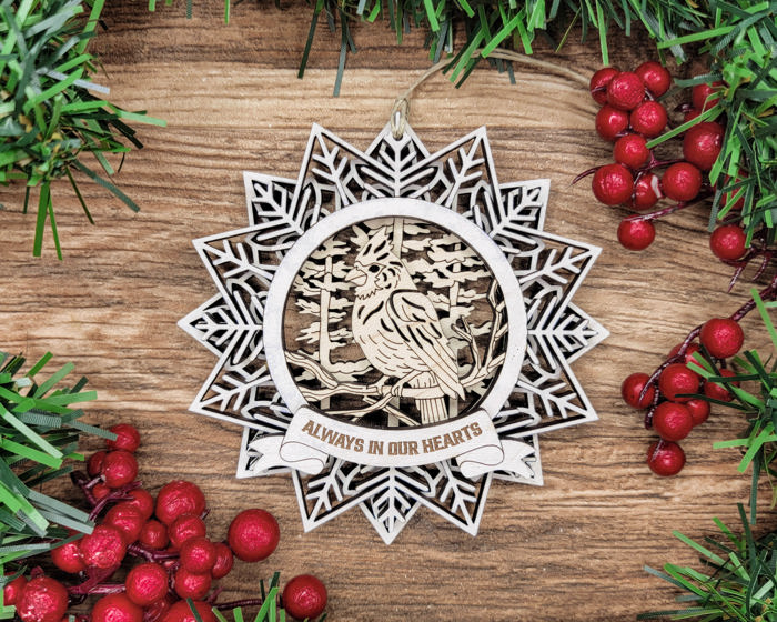 Handcrafted Winter Wonderland Ornaments | Layered Baltic Birch & Pattern Ply Snowflakes | Christmas Tree Décor with Santa, Snowman, Nativity & More