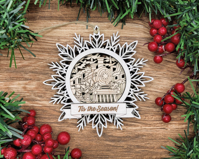 Handcrafted Winter Wonderland Ornaments | Layered Baltic Birch & Pattern Ply Snowflakes | Christmas Tree Décor with Santa, Snowman, Nativity & More