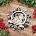 Santa w Reindeer- Design 9 Handcrafted Winter Wonderland Ornaments | Layered Baltic Birch & Pattern Ply Snowflakes | Christmas Tree Décor with Santa, Snowman, Nativity & More