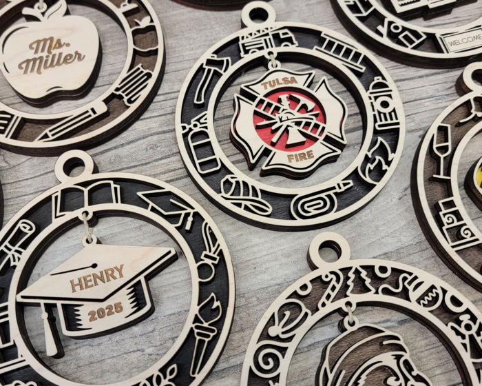 Handcrafted Christmas Dangle Ornaments | Baltic Birch Wood | OBX Made | 24 Designs for Holidays, Pets, Weddings & More