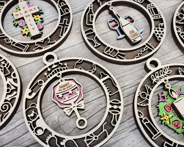 Handcrafted Christmas Dangle Ornaments | Baltic Birch Wood | OBX Made | 24 Designs for Holidays, Pets, Weddings & More