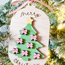  Personalized Merry Christmas Tree with Bows - Coquette Christmas Ornament 