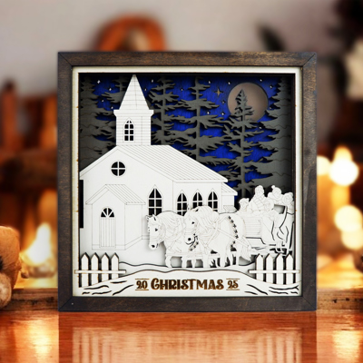 3D Christmas Scene Decor | Layered Wood Holiday Wall Art | Winter Nature & Festive Designs | Handmade Seasonal Home Décor | OBX Made