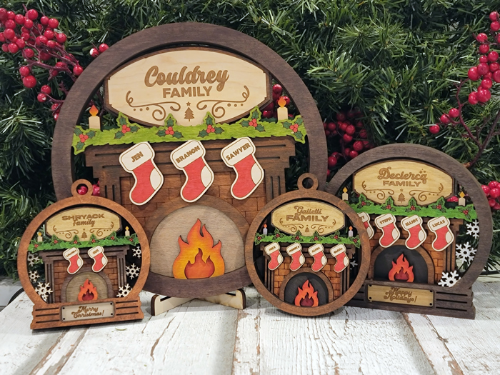Fireplace Family Ornament  and Sign– Handcrafted in the Outer Banks