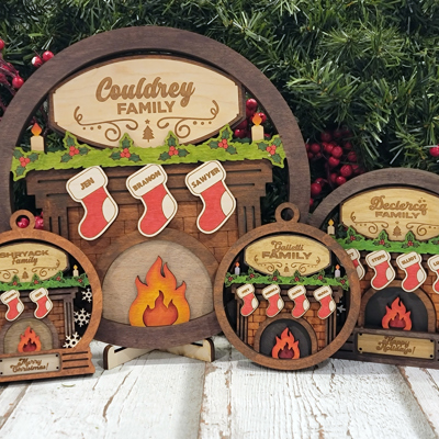 Fireplace Family Ornament  and Sign– Handcrafted in the Outer Banks