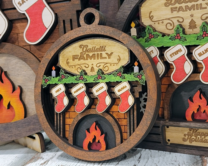 Fireplace Family Ornament  and Sign– Handcrafted in the Outer Banks