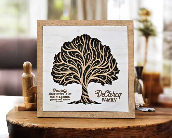 Personalized Family Tree Filigree Sign | Custom Family Name Laser Cut Wall Art | Meaningful Home Décor Gift