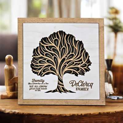 Personalized Family Tree Filigree Sign | Custom Family Name Laser Cut Wall Art | Meaningful Home Décor Gift