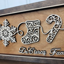  Personalized Holiday Line Art Signage Handcrafted Baltic Birch | OBX Made Christmas Mantel Décor | Minimalist Wood Christmas Sign