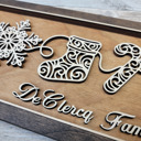  Personalized Holiday Line Art Signage Handcrafted Baltic Birch | OBX Made Christmas Mantel Décor | Minimalist Wood Christmas Sign
