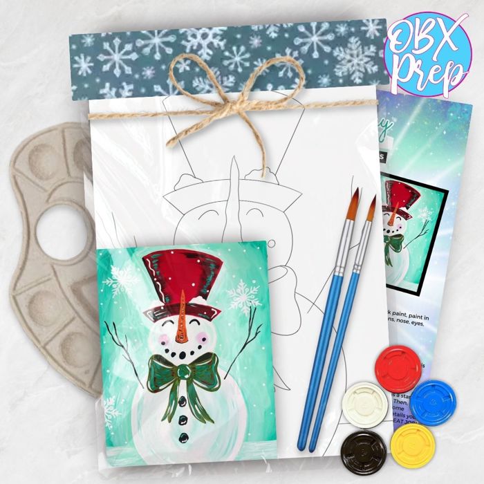 DIY Snowman Paint Kit – Cozy Winter Paint Night | Pre-Sketched Canvas | Beginner Friendly DIY Art Kit
