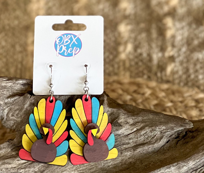 Hand Painted Turkey Dangle Earrings 