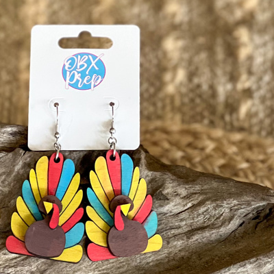 Hand Painted Turkey Dangle Earrings 